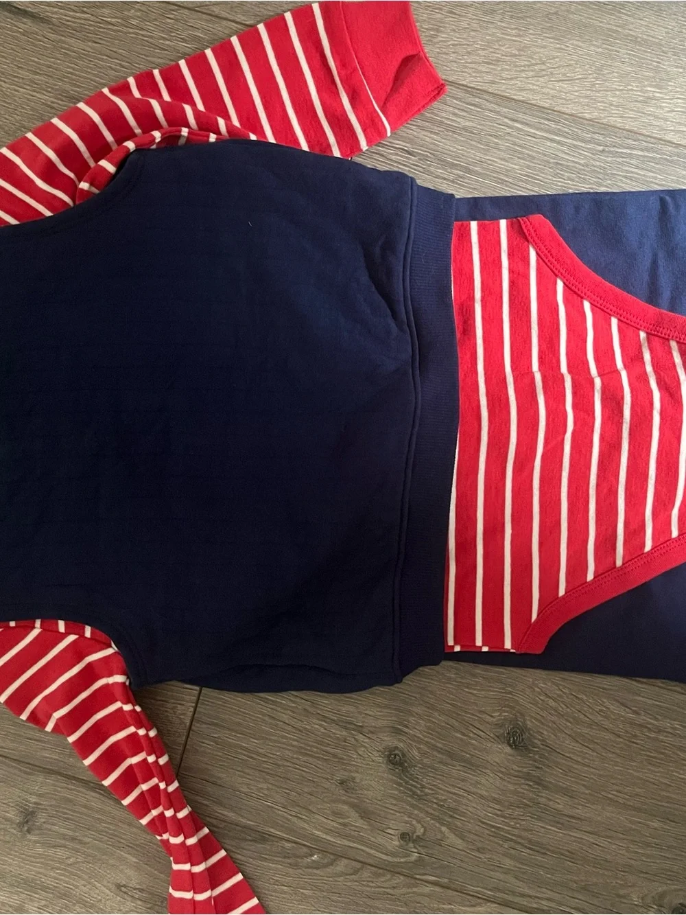 Carter's Navy and Red Zip-Up Romper with Patch Accents